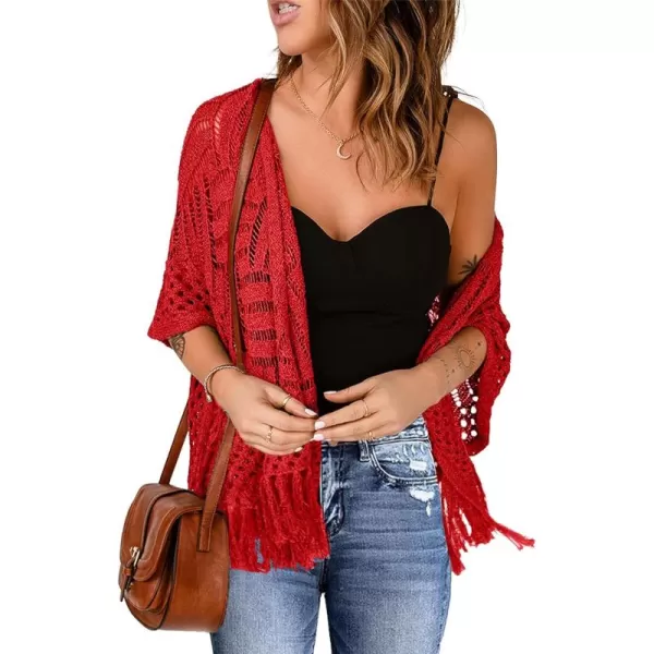Sidefeel Women's 2024 Cropped Crochet Top Lightweight Summer Cardigan Beach Kimono Cover Ups