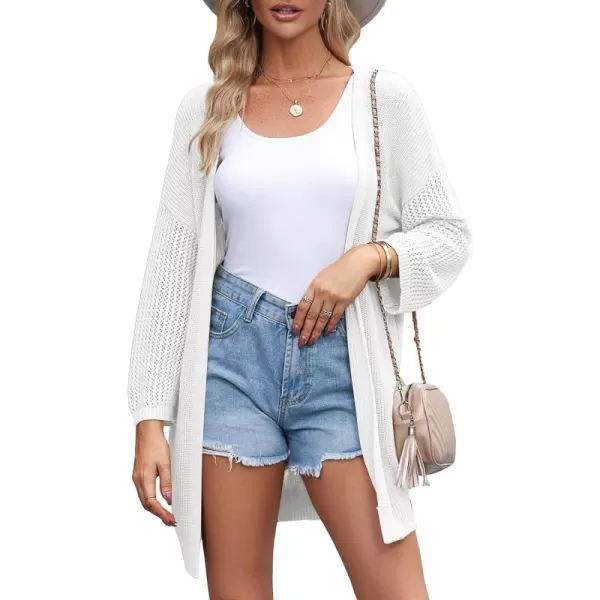 Sidefeel Womens 2024 Lightweight Open Front Cardigan Sweaters Casual 3/4 Sleeve Crochet Knit Boho Kimono Cover Ups