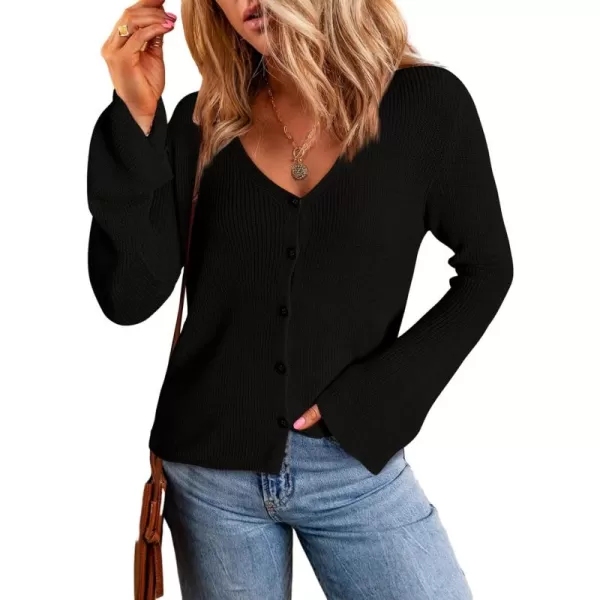 Sidefeel Womens 2024 Summer Cardigans Lightweight Spring Fashion Long Sleeve Knit V Neck Button Up Sweaters
