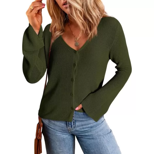 Sidefeel Womens 2024 Summer Cardigans Lightweight Spring Fashion Long Sleeve Knit V Neck Button Up Sweaters