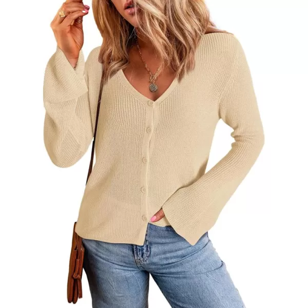 Sidefeel Womens 2024 Summer Cardigans Lightweight Spring Fashion Long Sleeve Knit V Neck Button Up Sweaters