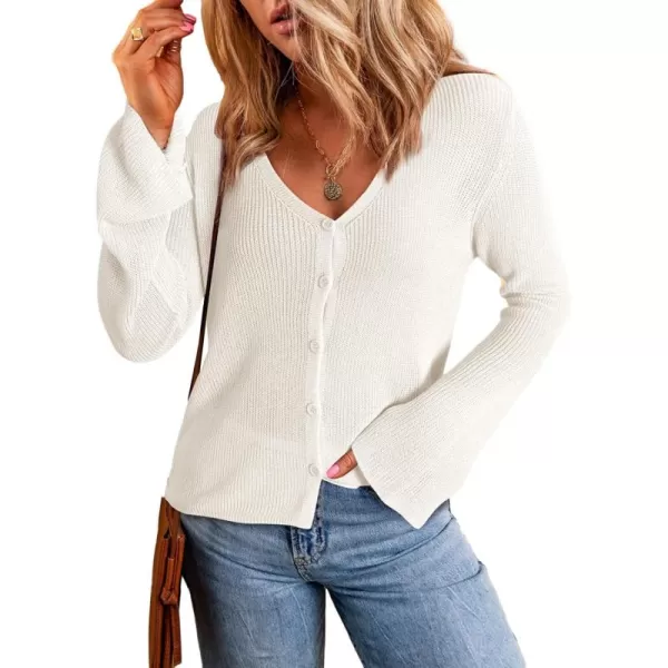 Sidefeel Womens 2024 Summer Cardigans Lightweight Spring Fashion Long Sleeve Knit V Neck Button Up Sweaters