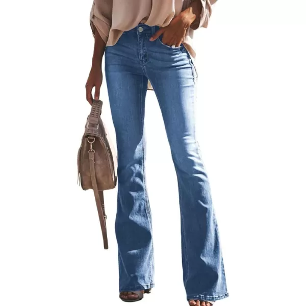 Sidefeel Women's Bell Bottom Button Fly Bootcut Jeans Ripped Flared Denim Pants