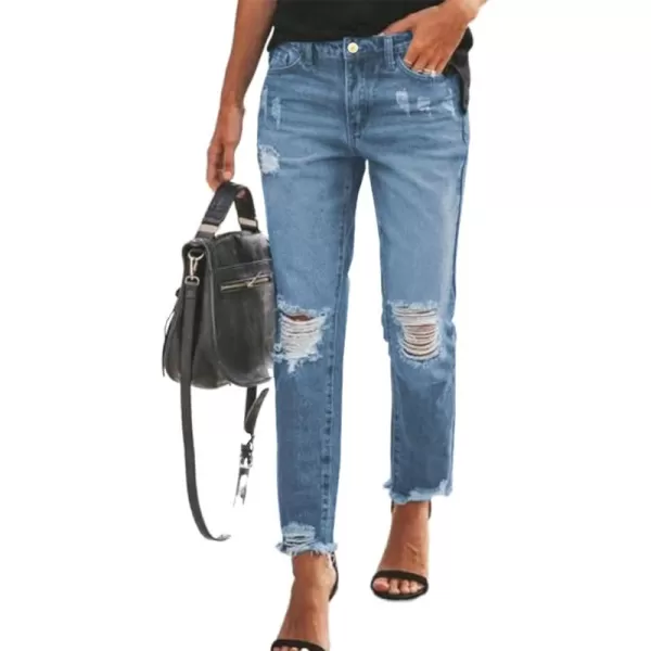 Sidefeel Women's Boyfriend Jeans Stretchy Ripped Distressed Denim Pants Size 4-18