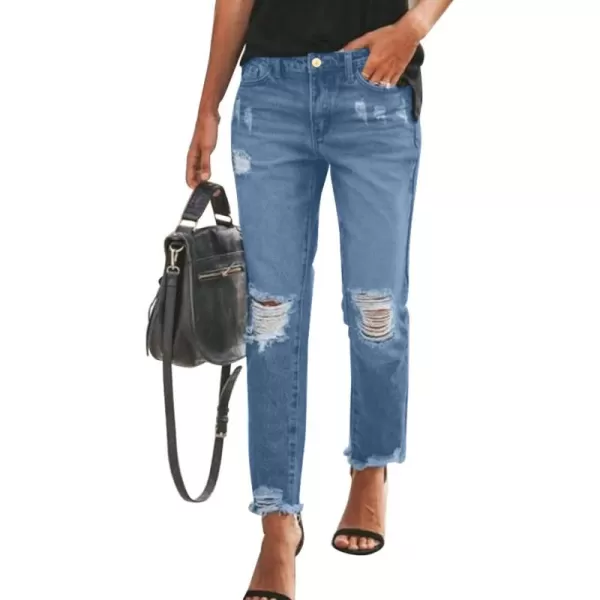 Sidefeel Women's Boyfriend Jeans Stretchy Ripped Distressed Denim Pants Size 4-18