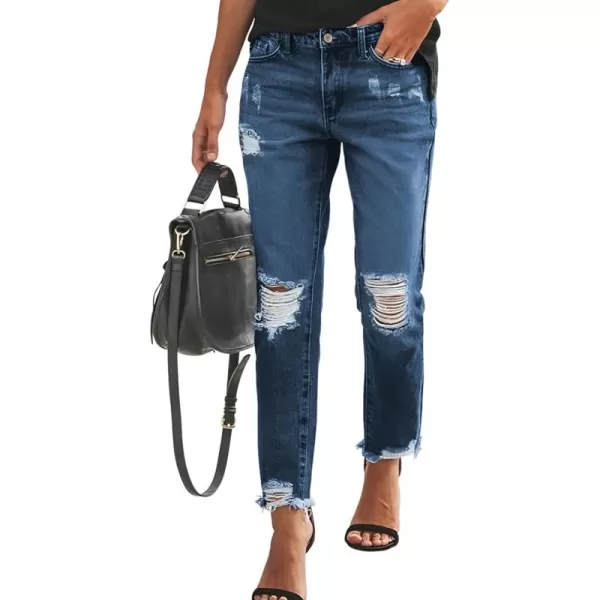 Sidefeel Women's Boyfriend Jeans Stretchy Ripped Distressed Denim Pants Size 4-18