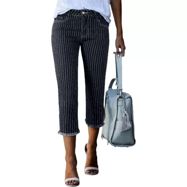 Sidefeel Women's Capri Jeans High Waisted 2024 Summer Straight Leg Raw Hem Denim Pants