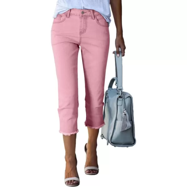 Sidefeel Women's Capri Jeans High Waisted 2024 Summer Straight Leg Raw Hem Denim Pants