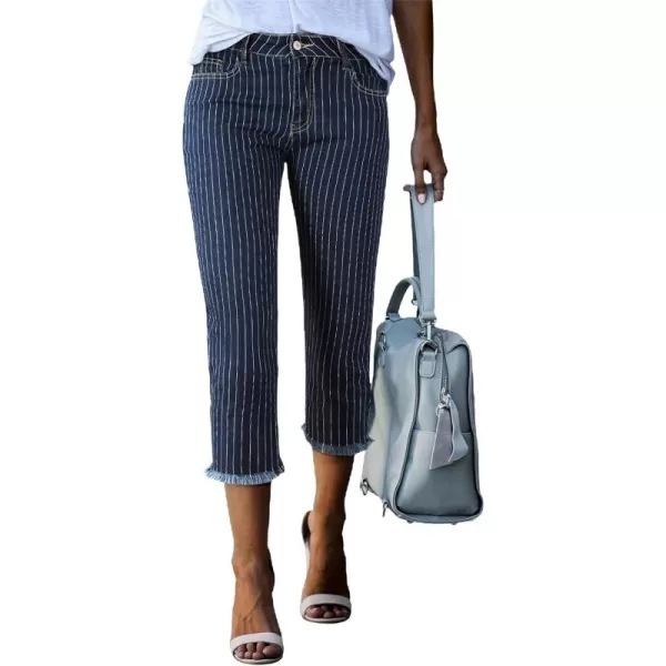 Sidefeel Women's Capri Jeans High Waisted 2024 Summer Straight Leg Raw Hem Denim Pants