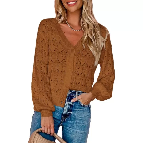 Sidefeel Women's Cardigan Lightweight Crochet Knit Hollow Out Summer Fall Spring Cardigan