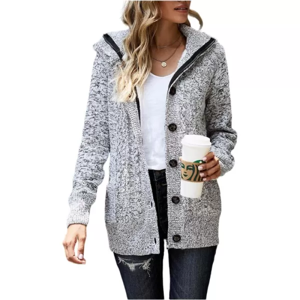 Sidefeel Women's Cardigan Sweaters Hooded Cardigans Fleece Lined Jackets Winter Sweater Coat