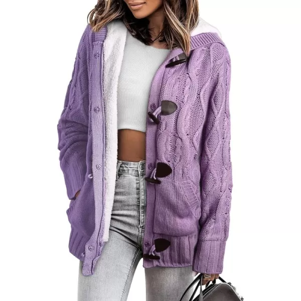 Sidefeel Women's Cardigan Sweaters Hooded Cardigans Fleece Lined Jackets Winter Sweater Coat