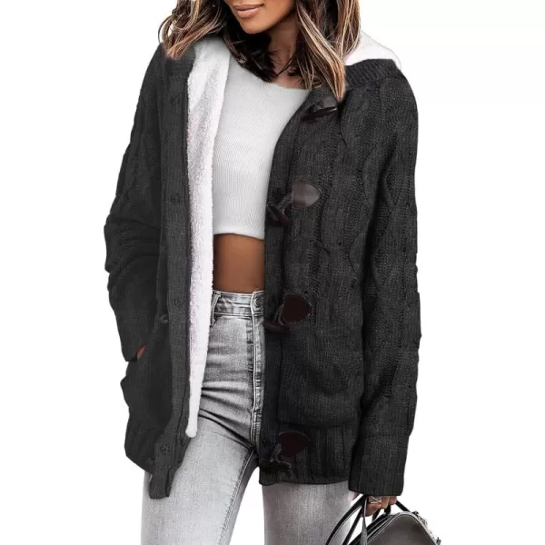 Sidefeel Women's Cardigan Sweaters Hooded Cardigans Fleece Lined Jackets Winter Sweater Coat