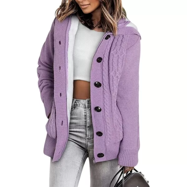 Sidefeel Women's Cardigan Sweaters Hooded Cardigans Fleece Lined Jackets Winter Sweater Coat