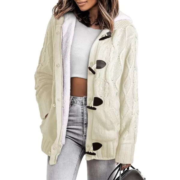 Sidefeel Women's Cardigan Sweaters Hooded Cardigans Fleece Lined Jackets Winter Sweater Coat