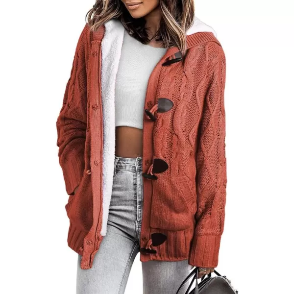 Sidefeel Women's Cardigan Sweaters Hooded Cardigans Fleece Lined Jackets Winter Sweater Coat