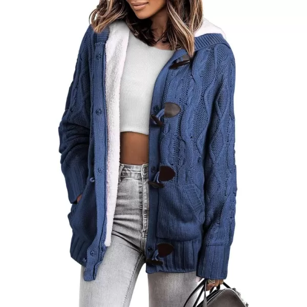 Sidefeel Women's Cardigan Sweaters Hooded Cardigans Fleece Lined Jackets Winter Sweater Coat