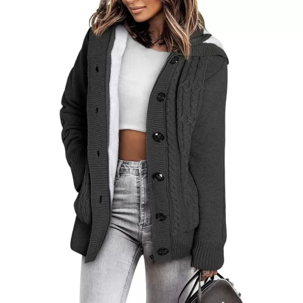 Sidefeel Women's Cardigan Sweaters Hooded Cardigans Fleece Lined Jackets Winter Sweater Coat