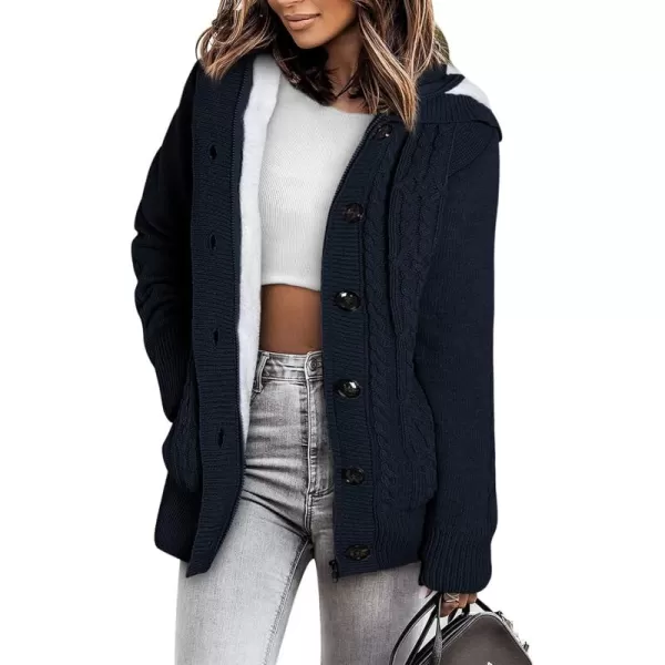 Sidefeel Women's Cardigan Sweaters Hooded Cardigans Fleece Lined Jackets Winter Sweater Coat