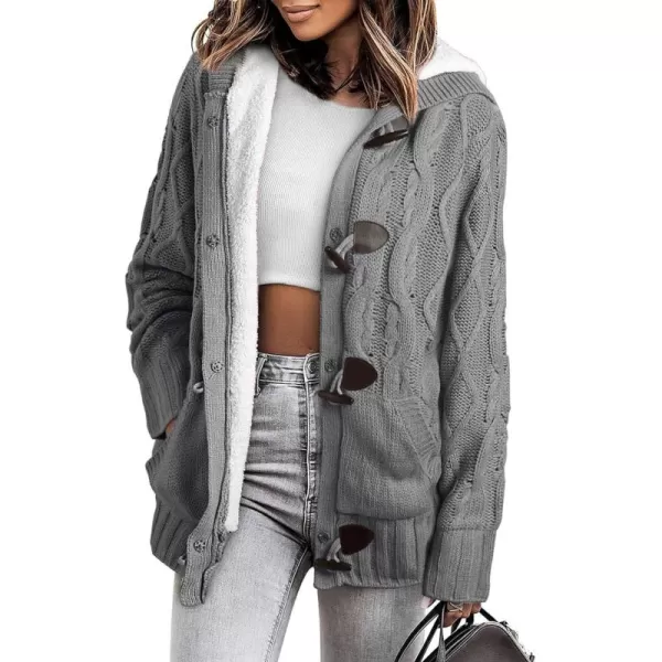 Sidefeel Women's Cardigan Sweaters Hooded Cardigans Fleece Lined Jackets Winter Sweater Coat