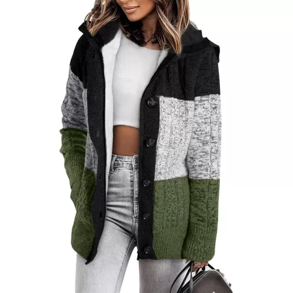 Sidefeel Women's Cardigan Sweaters Hooded Cardigans Fleece Lined Jackets Winter Sweater Coat