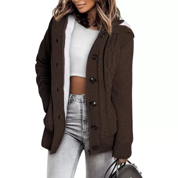 Sidefeel Women's Cardigan Sweaters Hooded Cardigans Fleece Lined Jackets Winter Sweater Coat