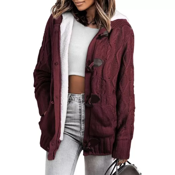 Sidefeel Women's Cardigan Sweaters Hooded Cardigans Fleece Lined Jackets Winter Sweater Coat
