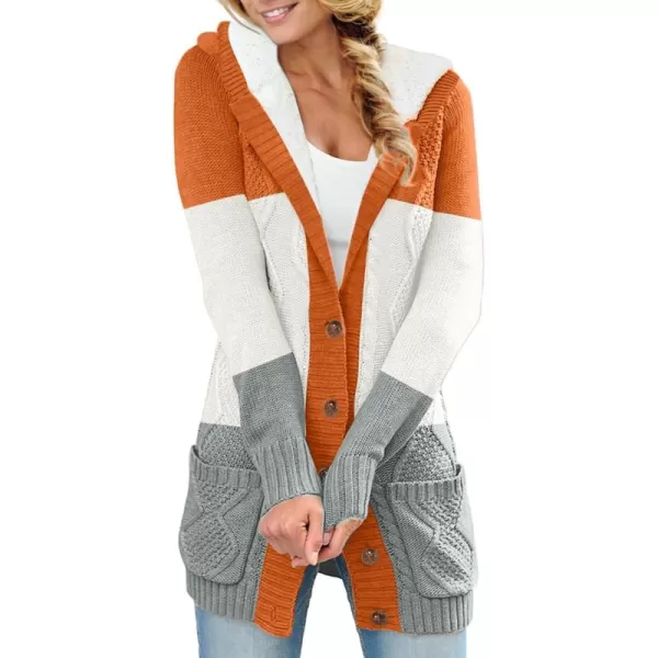 Sidefeel Women's Cardigan Sweaters Hooded Fleece Lined Button Down Front Jackets Winter Coat with Pockets