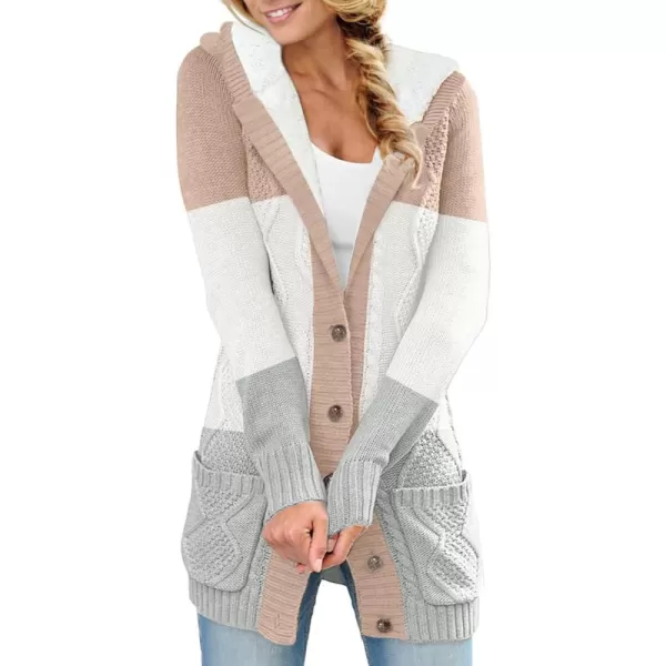Sidefeel Women's Cardigan Sweaters Hooded Fleece Lined Button Down Front Jackets Winter Coat with Pockets