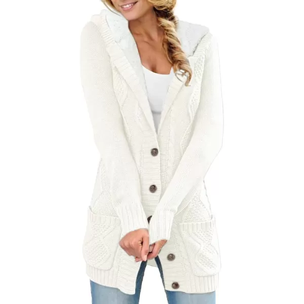 Sidefeel Women's Cardigan Sweaters Hooded Fleece Lined Button Down Front Jackets Winter Coat with Pockets