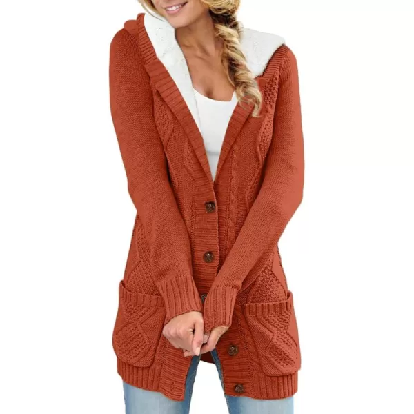 Sidefeel Women's Cardigan Sweaters Hooded Fleece Lined Button Down Front Jackets Winter Coat with Pockets