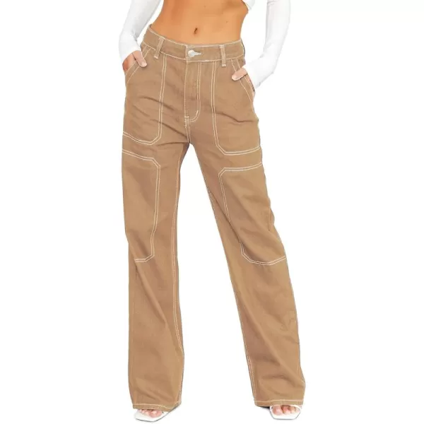 Sidefeel Women's Cargo Jeans Casual Loose Mid Rise Wide Leg Denim Pants