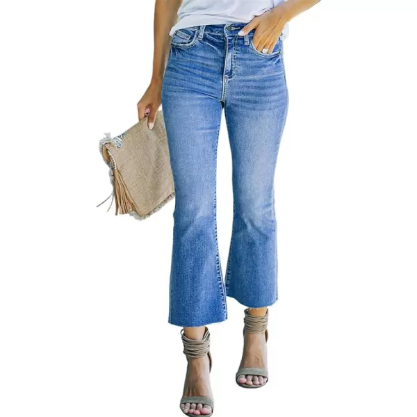 Sidefeel Women's Cropped Flared Jeans Bootcut Stretchy Bell Bottom Denim Pants