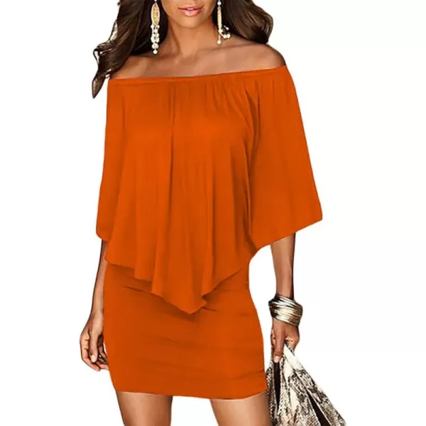Sidefeel Women's Dresses Off Shoulder Ruffles Night Club Bodycon Mini Dress