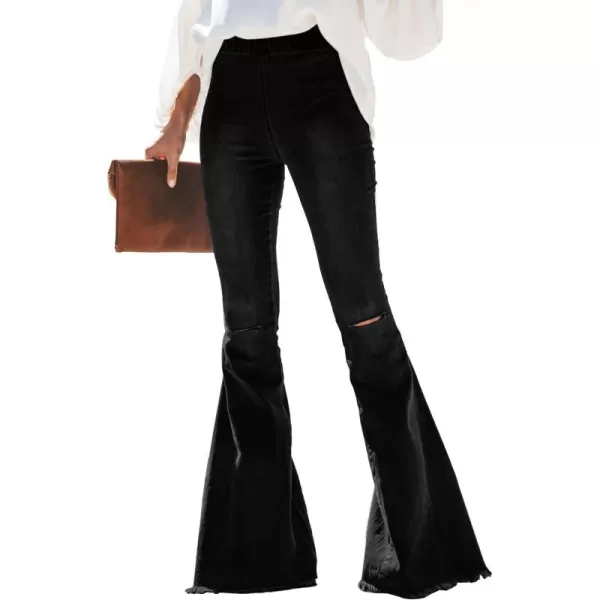 Sidefeel Women's High Waisted Jeans Flared Bell Bottoms Elastic Waist Denim Pants