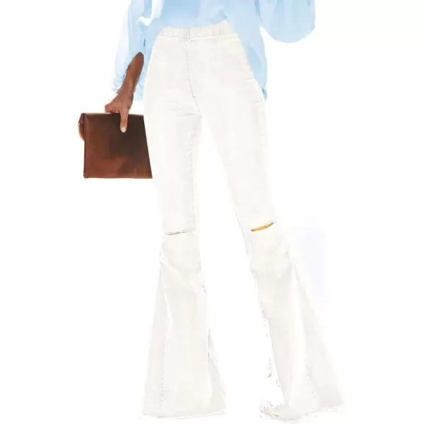 Sidefeel Women's High Waisted Jeans Flared Bell Bottoms Elastic Waist Denim Pants