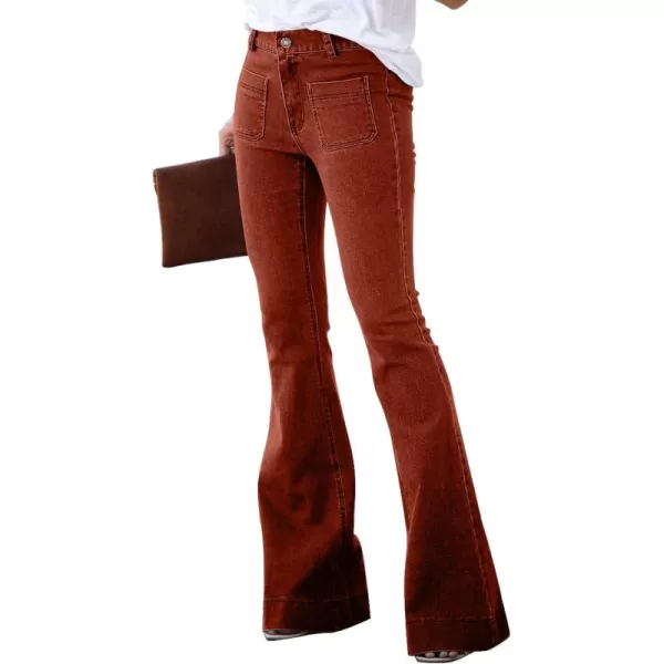 Sidefeel Women's High Waisted Jeans Flared Bell Bottoms Elastic Waist Denim Pants
