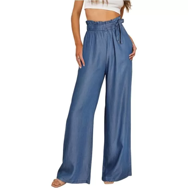 Sidefeel Women's High Waisted Wide Leg Jeans 2024 Summer Drawstring Denim Pants