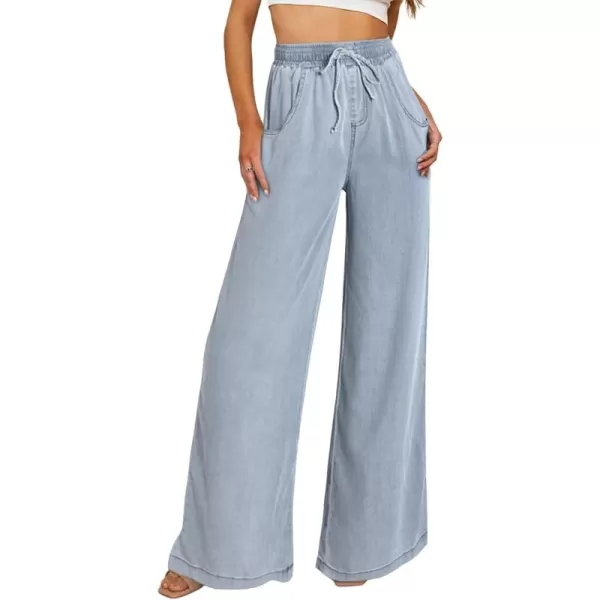Sidefeel Women's High Waisted Wide Leg Jeans 2024 Summer Drawstring Denim Pants