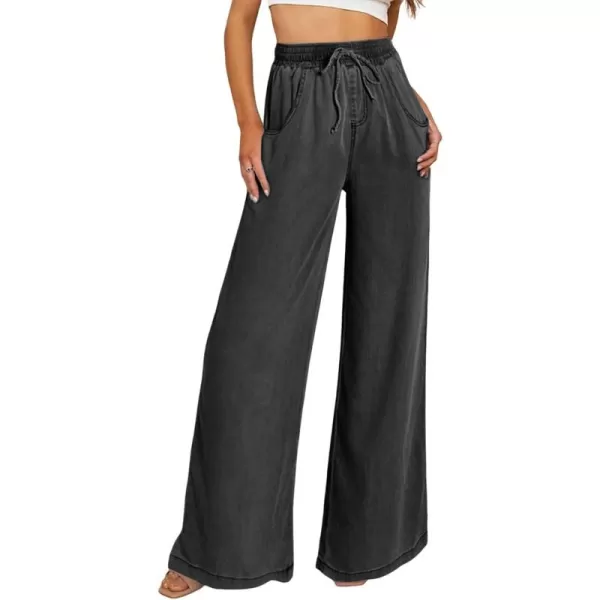 Sidefeel Women's High Waisted Wide Leg Jeans 2024 Summer Drawstring Denim Pants