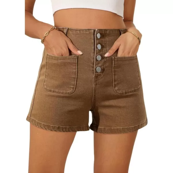 Sidefeel Women's Jean Shorts Button Fly Stretchy High Waisted Summer Denim Shorts Pants with Pockets