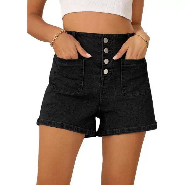 Sidefeel Women's Jean Shorts Button Fly Stretchy High Waisted Summer Denim Shorts Pants with Pockets