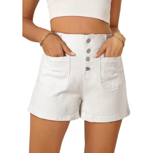 Sidefeel Women's Jean Shorts Button Fly Stretchy High Waisted Summer Denim Shorts Pants with Pockets
