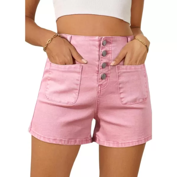 Sidefeel Women's Jean Shorts Button Fly Stretchy High Waisted Summer Denim Shorts Pants with Pockets