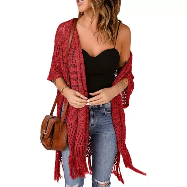 Sidefeel Women's Open Front Knit Sheer Cardigans Summer Boho Lightweight Kimono Cover Ups