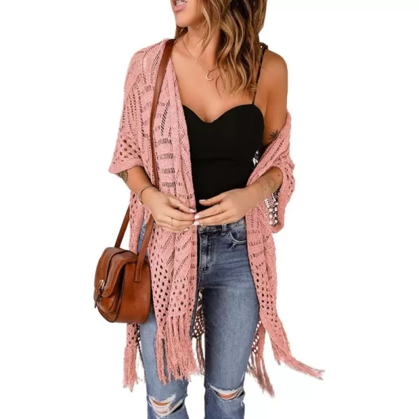 Sidefeel Women's Open Front Knit Sheer Cardigans Summer Boho Lightweight Kimono Cover Ups