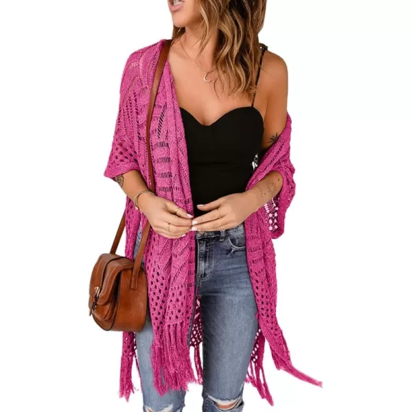 Sidefeel Women's Open Front Knit Sheer Cardigans Summer Boho Lightweight Kimono Cover Ups