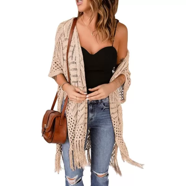 Sidefeel Women's Open Front Knit Sheer Cardigans Summer Boho Lightweight Kimono Cover Ups