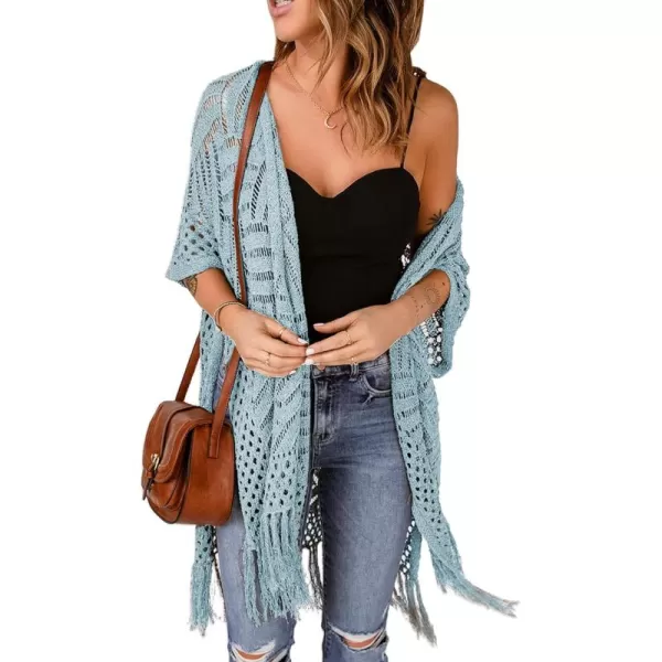 Sidefeel Women's Open Front Knit Sheer Cardigans Summer Boho Lightweight Kimono Cover Ups