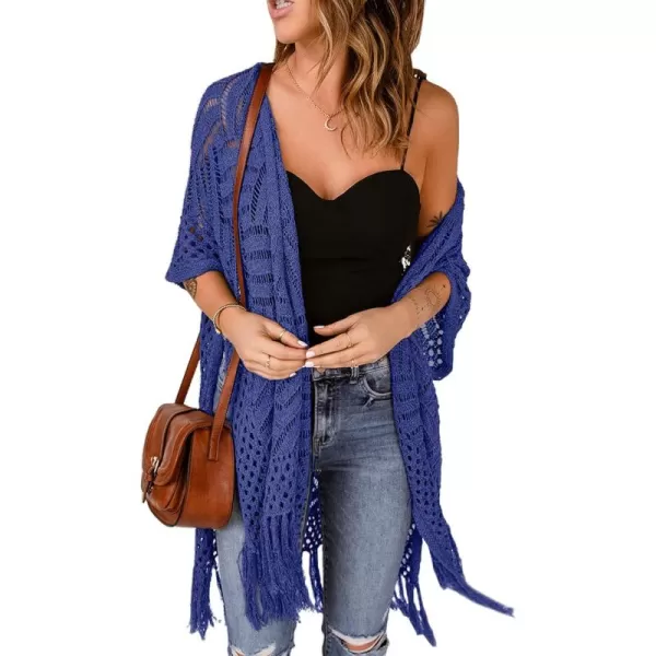 Sidefeel Women's Open Front Knit Sheer Cardigans Summer Boho Lightweight Kimono Cover Ups